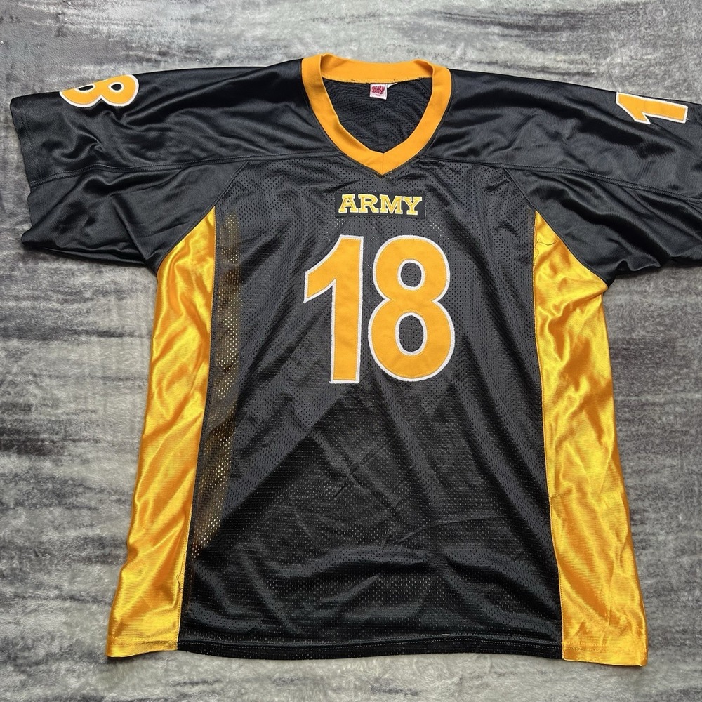 Vintage 90s U.S. Army Stitched Logo Football Jersey Size XL Black Yellow